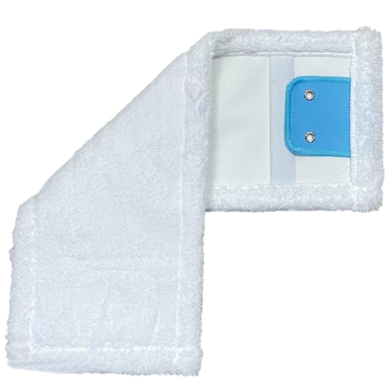 Nakładka na mop mikrofibra  DUO 40 cm biała kieszeń/klip LT455